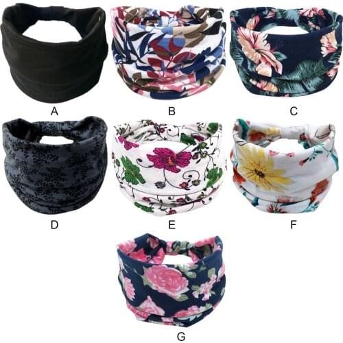 Fashion Printed Pattern Cotton Width Elastic Head Wrap Hair Band Headband Hairband for Women Girls Yoga Sports Workouts