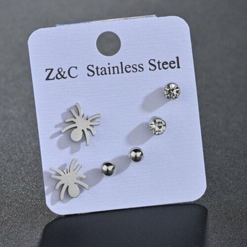 Fashion Style Punk Tiny Spider Shape Stud Earrings for Women Friends Gift Creative Exaggerated Animal Ear Jewelry Gift