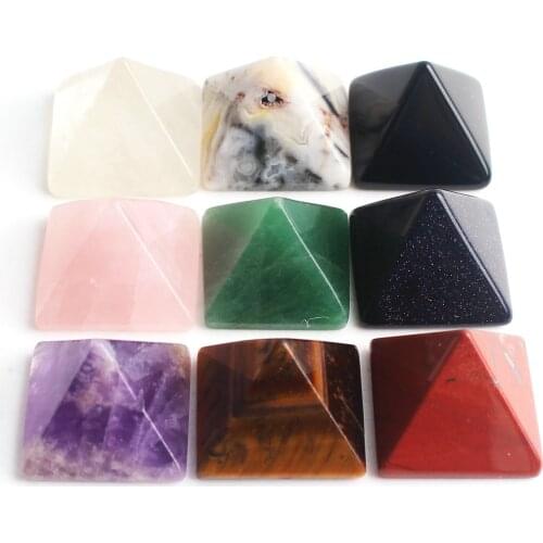 1PC Natural Crystal Pyramid Craft Figurine Amethyst Rosequartz Aventurine Hand Carved Healing Gemstone Home Ornament Gift