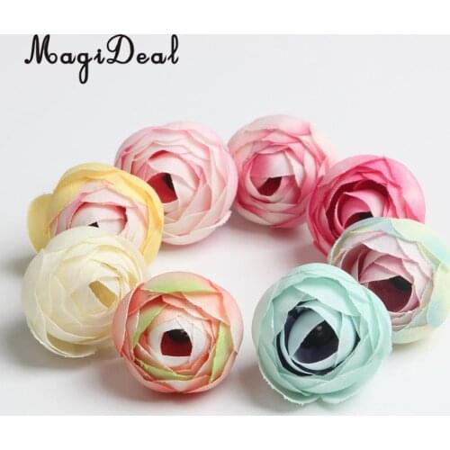 10pcs 3cm Handmade Artificial Silk Camellia Flowers Heads Buds DIY Scrapbook Flower Kiss Ball For Wedding Home Party Decor