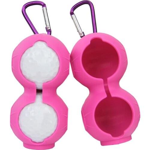 2PCS Carabiner golf balls Protect case Holder Double Cover Silicone Sleeve Golf Ball Cover Golf Fitness Sport Accessoires