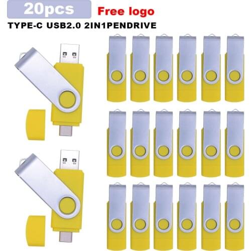 20pcs/lot pendrive type-c usb 4gb 8g flash drive 16GB usb2.0 32GB 64GB 128G 8G pen drive Free Custom logo USB stick Memory stick
