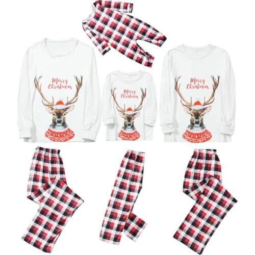 2020 Christmas Pajamas Family Matching Clothes Set Deer Pattern Tops Pants Daddy Mommy And Daughter Son For Family Look Outfits