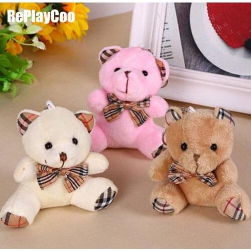 25pcs/lot Mini Teddy Bear Stuffed Plush Toys 12cm Small Bear Stuffed Toys pelucia Pendant Kids Birthday Gift Party Decor 017