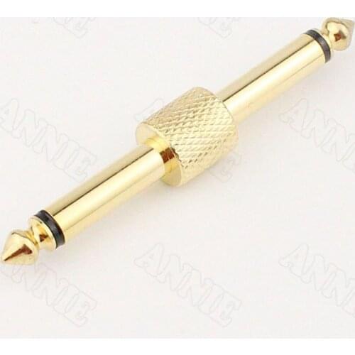 5pcs/lot Golden 6.35 Audio Dual Head Butt Plug Mono Track Microphone 6.5 Plug Two Way