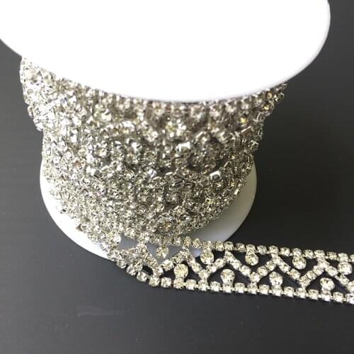 5Yards Silver Gold Rhinestone Trims Diamond Bling Bling Crystals Appliques For Wedding Belt Sash