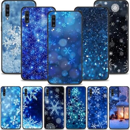 Cover For Samsung Galaxy A50 A70 A10 A20e A30 A40 A20s A10s A10e A80 A90 A60 A30s Black Case Shell Silicone Winter Snowflakes