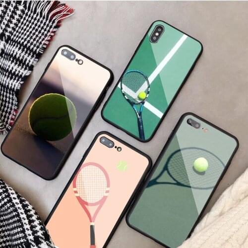 Sport Tennis Tempered Glass Phone Case For iphone 12 11 Pro Max 5 6 7 8 PLUS X XS XR XSMax Shell