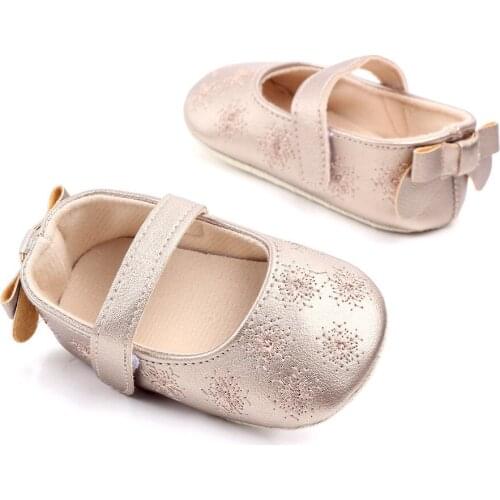 Infant Newborn Baby Girls Spring Summer Autumn Flats Glitter Bowknot Princess Dress Shoes No-Slip First Walkers