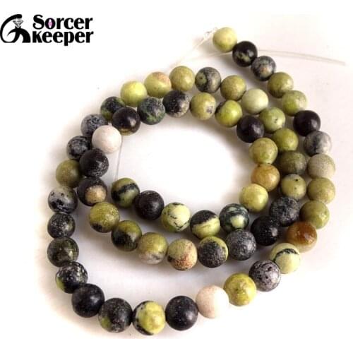 Round 6 mm Real Natural Yellow Turquoises Semi-precious Gem Stone Loose Beads Strand 15" Women DIY Jewelry Making