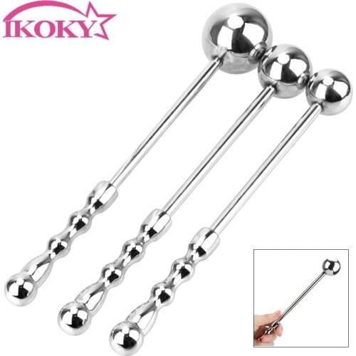 IKOKY Anal Beads Anus Dilation Sex Toys For Women Metal Butt Plug Erotic Prostate Stimulation Stainless Steel S/M/L Anal Plug