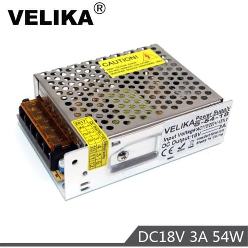 54W 18V 3A Small Volume Single Output Switching power supply Source Transformers 100-240V AC DC18V for LED Strip CNC 3D Print