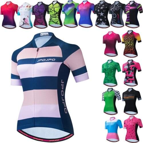 JPOJPO Womens Cycling Jersey Pro Team Summer Bike Jersey Tops Maillot Ciclismo Quick Dry Bicycle Clothing Anti-UV Cycling Shirt