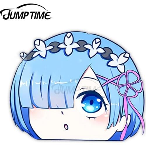 JumpTime 13 x 8.2cm For Re Zero Rem and Emilia Peeker Trunk Decal Scratch-Proof Car Stickers VAN Windows Cartoon Vinyl Car Wrap