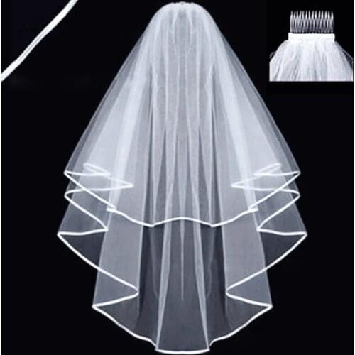Short Tulle Wedding Veils White Ivory Bridal Veil for Bride Cut Edge Cathedral Wedding Veil Bridal Lace Veil Velos De Novia