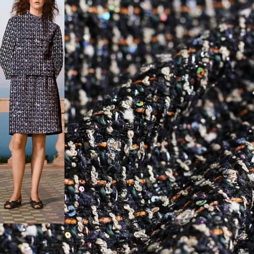 Red Raspberry France Tweed Navy Blue Loop Yarns Fabrics Garment Materials Autumn Women Coat Skirt DIY Sewing Cloth Freeshipping