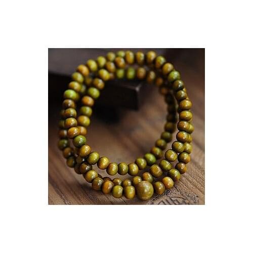 Buddha charm Religion Green Tan 108 Round Wood Beads Multilayer Buddha Bracelet Jewelry Natal Opening 6mm Wholesale
