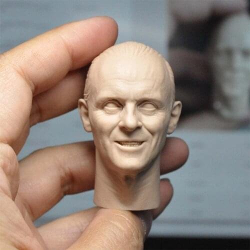 1/6 Scale Anthony Hopkins Hannibal Lector Unpainted Head Models Evil Smile Version for 12''Figure Body Accessories DIY