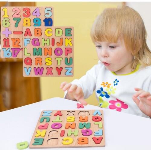 Montessori Math Toys For Kids Educational Wooden Puzzle Toys Count Number Matching Sorter Games Board Toy abcdefghijklmnabc