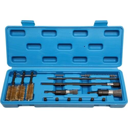 TLXC 14pcs Diesel Injector Seat Cleaner Set Professional universal Fuel Injector Washing Tool Kit With Brushes