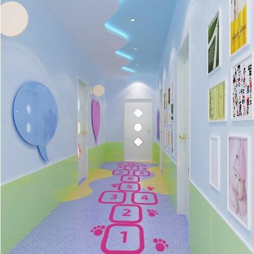 School children games kindergarten corridor classroom ground decoration digital hopscotch lattice stickers creative