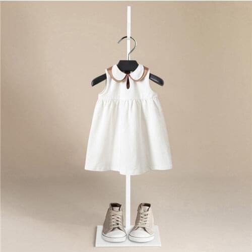 Girls Dress Spring Autumn European and American Style Turndown Collar Flower Vest Dress Toddler Baby Girls Clothing 2-6Yrs