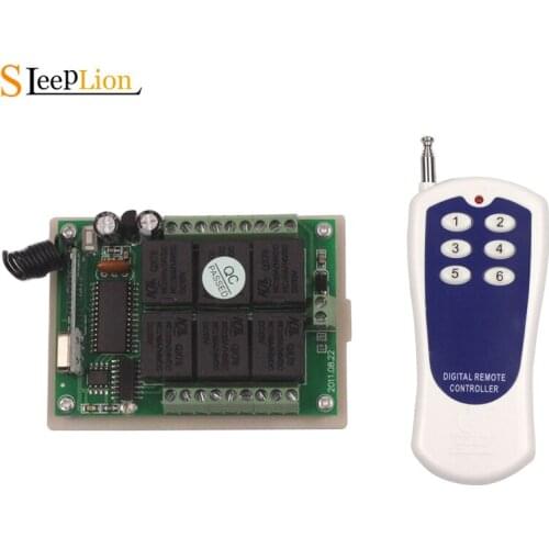 Sleeplion DC 12V Relay 6CH wireless RF Remote Control Switch Transmitter Receiver Module 12V 6 Channel Relay Switch 315/433MHz