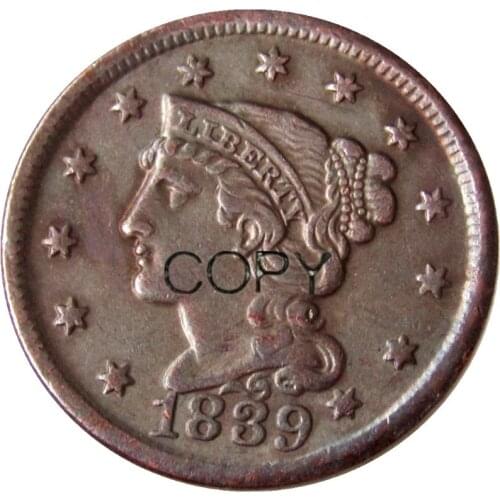 14pcs/lot Mixed Date 1839-1852 Braided Hair Large / One Cents 100% Copper Copy Coins