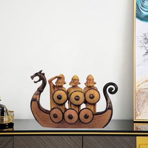 Resin Dragon Boat Figurine Sculpture Bedroom Home Cabinet Decor Artwork