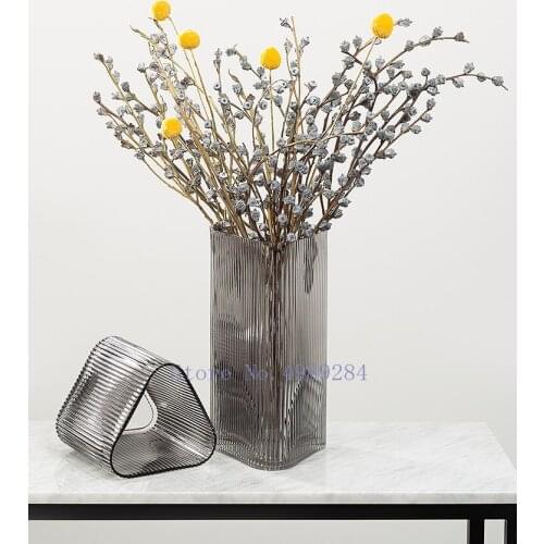 Glass Vase Hydroponics Modern Home Decoration Geometry Stripe Transparent Flower Vase Triangle Home Accessories Decoration