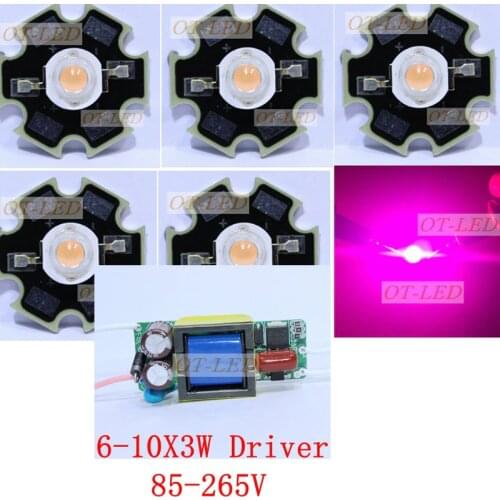 10pcs 3w full spectrum led 380-840nm +1pcs 6-10x3w 600mA led driver diy 30w led grow light for plants lamp