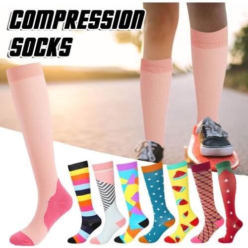 Unisex Sports Golf Compression Socks Outdoor Cycling Tarvel Socks Fashion Daily Casual Beautiful Printing Elastic Stocking