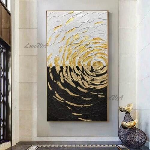 High Quality Abstract Gold Oil Painting Canvas Design Texture Thick Wall Art Picture Art And Craft Unframed Home Decoration