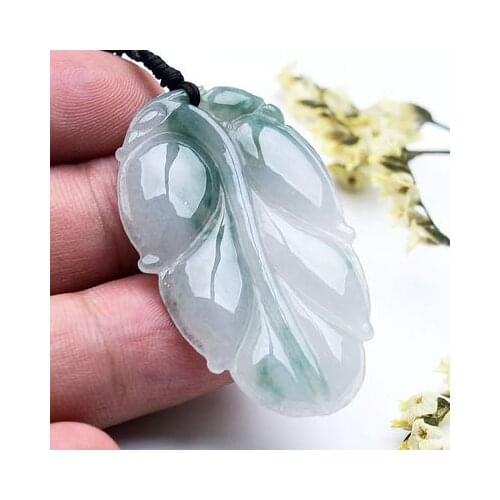 Zheru Jewelry Natural Burmese Jade Leaf Pendant Necklace Exquisite Jewelry Best Gift