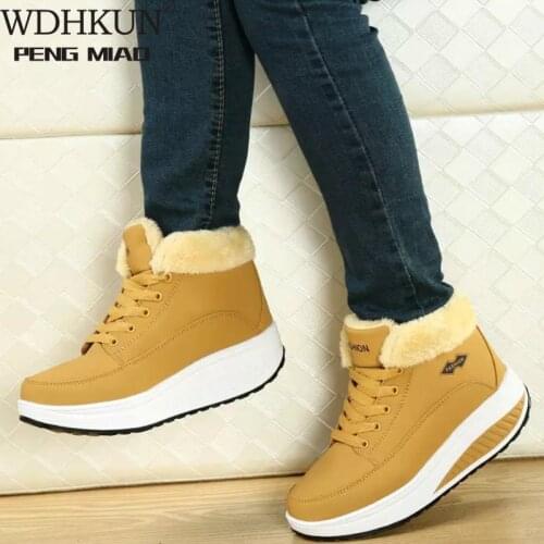 Winter Female Plus Velvet Swing Shoes Snow Platform Boots Women Thermal Cotton-padded Shoes Flat Ankle Boots