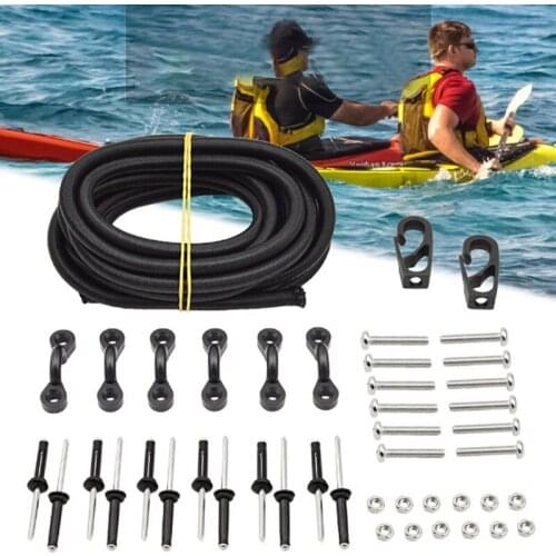 1 Set Kayak Canoe Elastic String C Ring Hooks Screw Set For Kayak Accessories Inflatable Surfing Boat Strong Elastic Rope