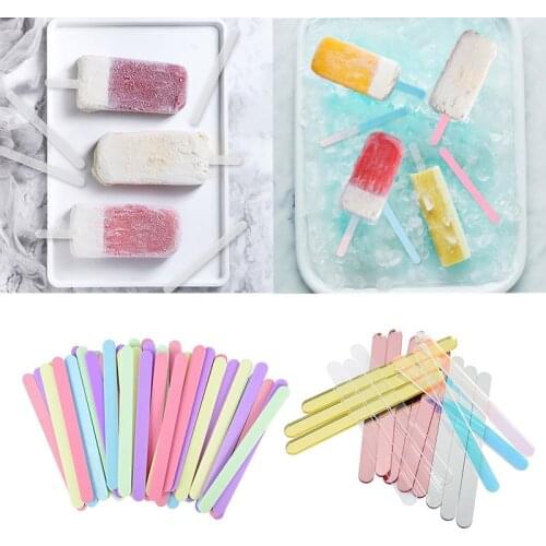 10pcs Acrylic Ice Cream Sticks Popsicle Stick Multicolor Ice Cream Tools DIY Handmade Making Crafts For Kitchen Mold Accessories
