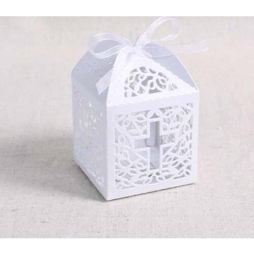 10pcs white Cross candy box gift bag Christening Baptism Baby Shower boys girls kids first Birthday wedding church decoration