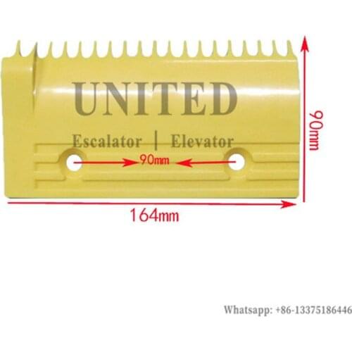 10pcs Escalator Yellow Plastic Comb Plate H2200146 L164mm W90mm Hole Space 90mm 19Teeth LEFT