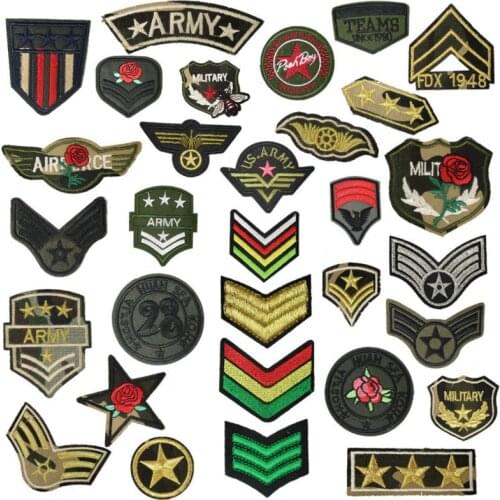 10pcs Random Shipped Soldier Army Badges Patches Iron-on Embroidered Sewing on Patch Motif Applique Clothes Stickers