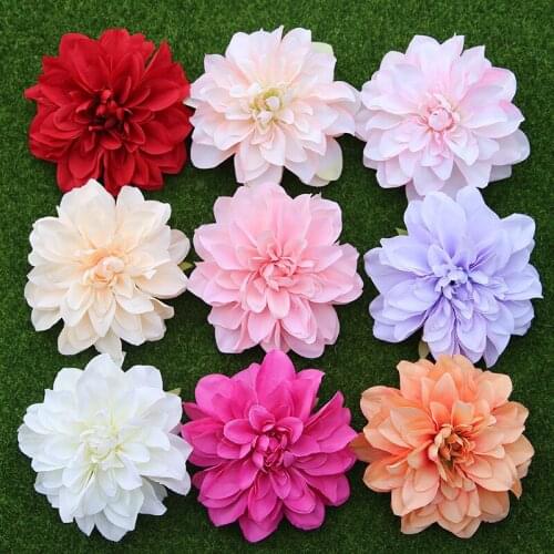 20pcs 14CM Silk Dahlia Flower Head Artificial Flowers DIY Wedding Party Decoration Supplies Simulation Fake Home Decorations