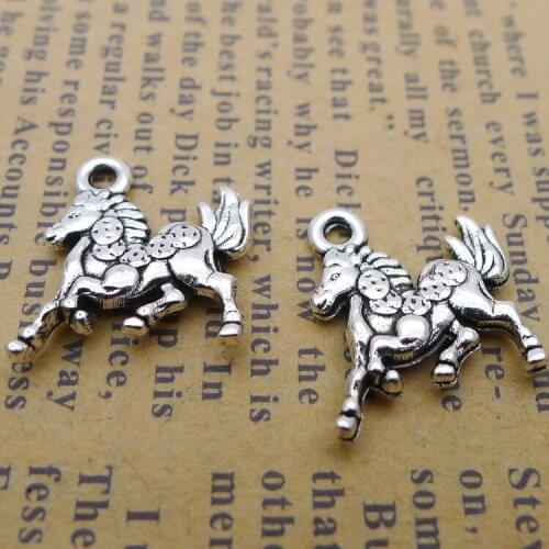 20PCS/Lot 16mm*14mm Pendant Antique Silver Color Horse Charms For DIY Jewelry Making Handmade Craft