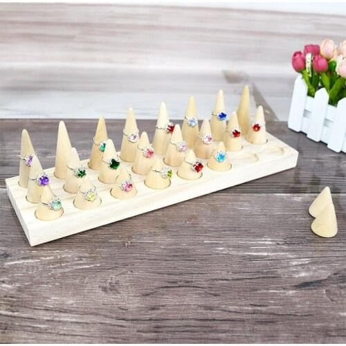 24 Pcs Ring Display Stand Wooden Jewelry Ring Display Tray Counter Jewelry Display Storage Box Tray Storage