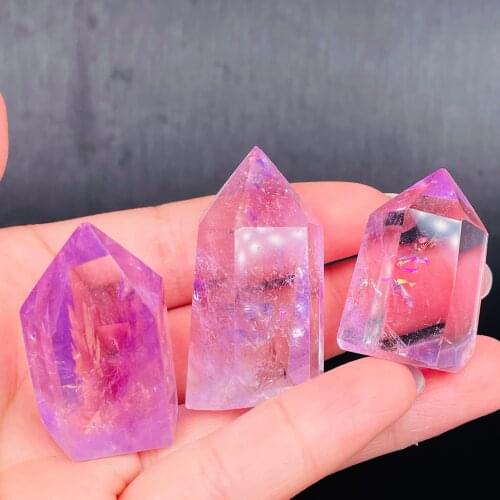 3PCS Amethyst Quartz Natural Crystal Wand Point Healing Stone