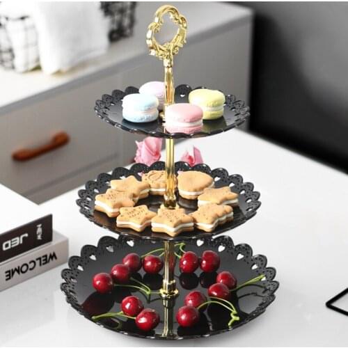 3 Tier Plastic Cake Stand Afternoon Tea Wedding Plates Party Tableware New Bakeware Cake Shop Three Layer Cake Rack