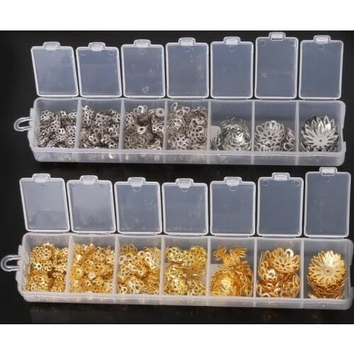 300pcs/lot(6~16mm) Mixed Alloy Flower Beads Caps End Caps Fitting Chain&Tassel jewelry findings DIY Accessories