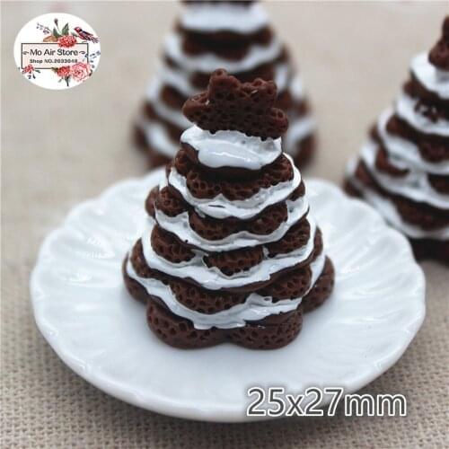 5pcs Resin 3D Brownie chocolate cake stand Cabochon Miniature food Art Supply Decoration Charm DIY Craft