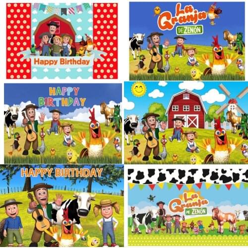 5D Diamond Painting Green Grass Farm Photo Booth La Granja De Zenon Photo Studio Kids 1st Birthday Backdrop Room Decoration Gift