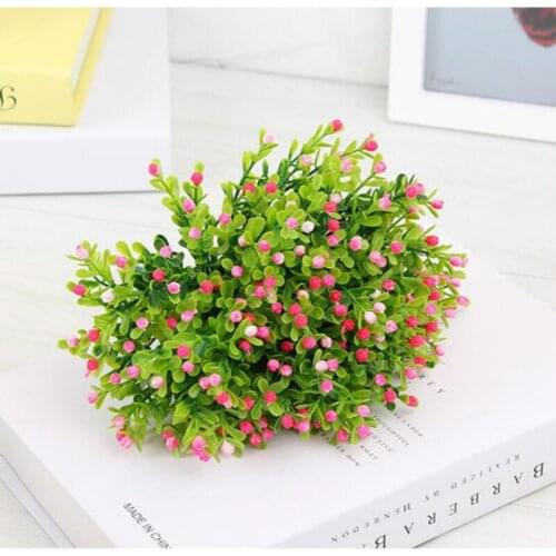 6 pieces Colorful Artificial Flowers Mini Milan Grass Vivid Fake Leaf Home Decoration Wedding Bridal Bouquet Flower Decorations