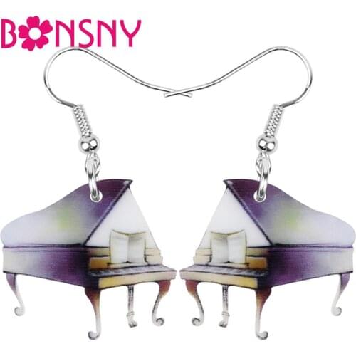 Bonsny Acrylic Anime Vintage Piano Earrings Drop Dangle Instrument Jewelry Accessory For Women Girl Teens Kids Charms Party Gift